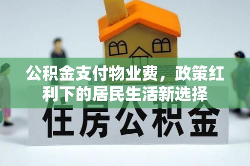 巫溪公积金支付物业费，政策红利下的居民生活新选择